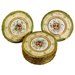 Set von zwölf Royal Doulton-Tellern in Museumsqualität, je unterschiedlich bemalt