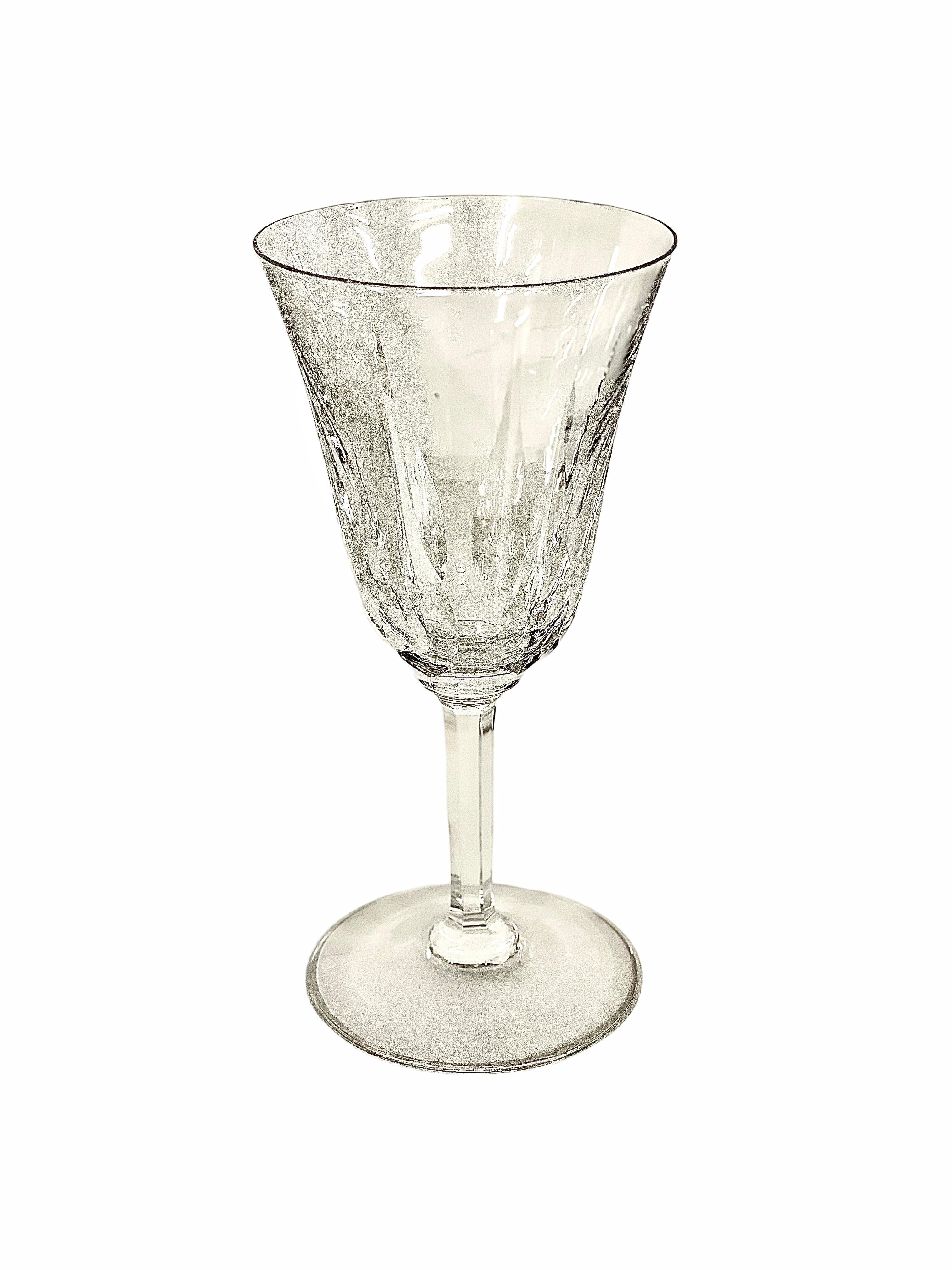 French Vintage Saint Louis Set of 12 Crystal Wine Glasses For Sale