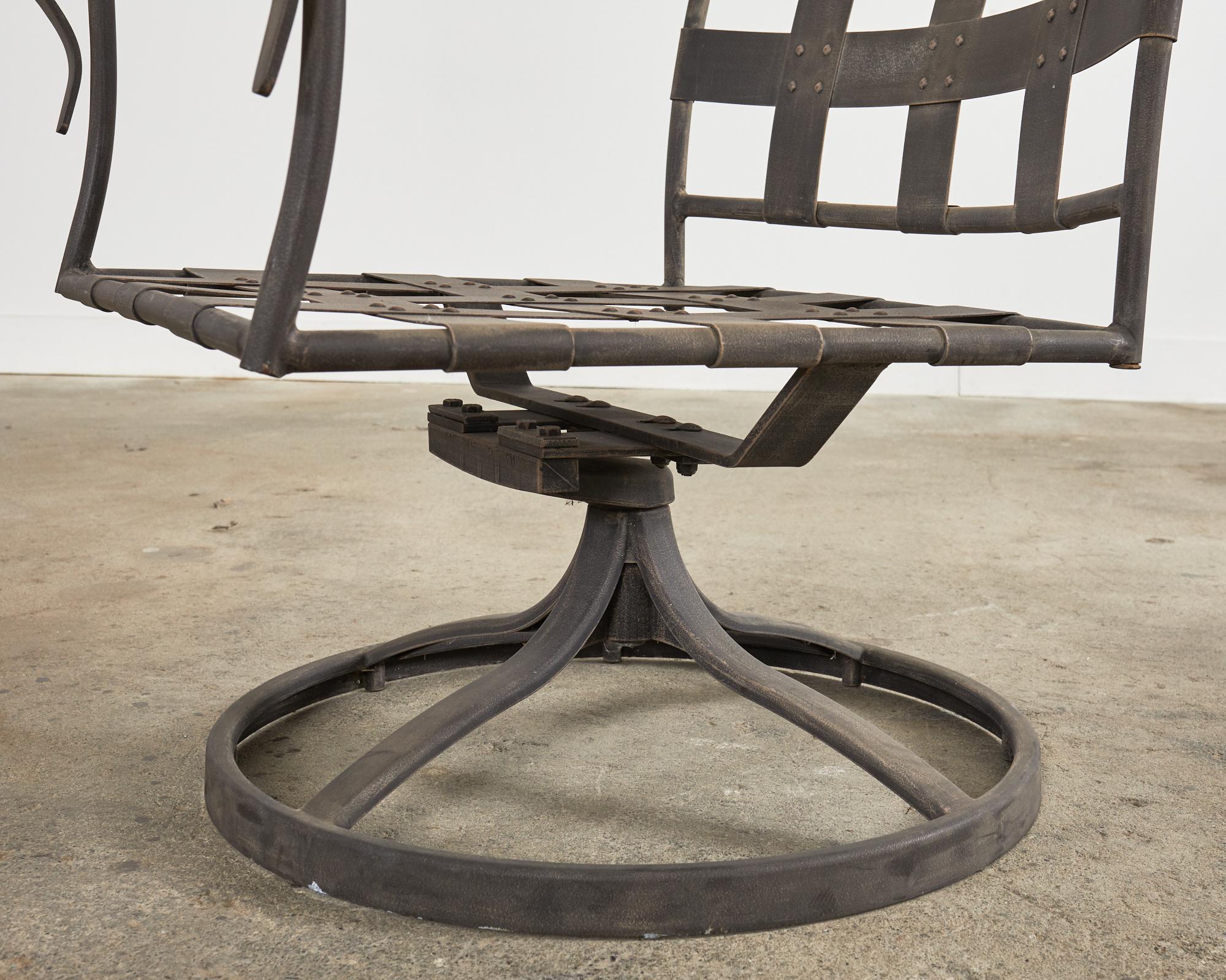 Set of Twelve Salterini Style Iron Strap Lattice Garden Chairs 2
