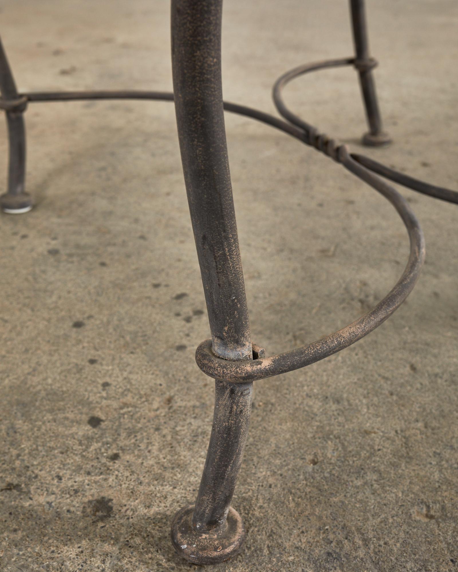 Set of Twelve Salterini Style Iron Strap Lattice Garden Chairs 6