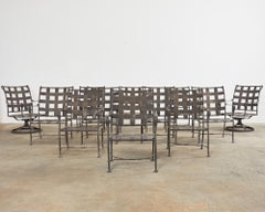 Set of Twelve Salterini Style Iron Strap Lattice Garden Chairs