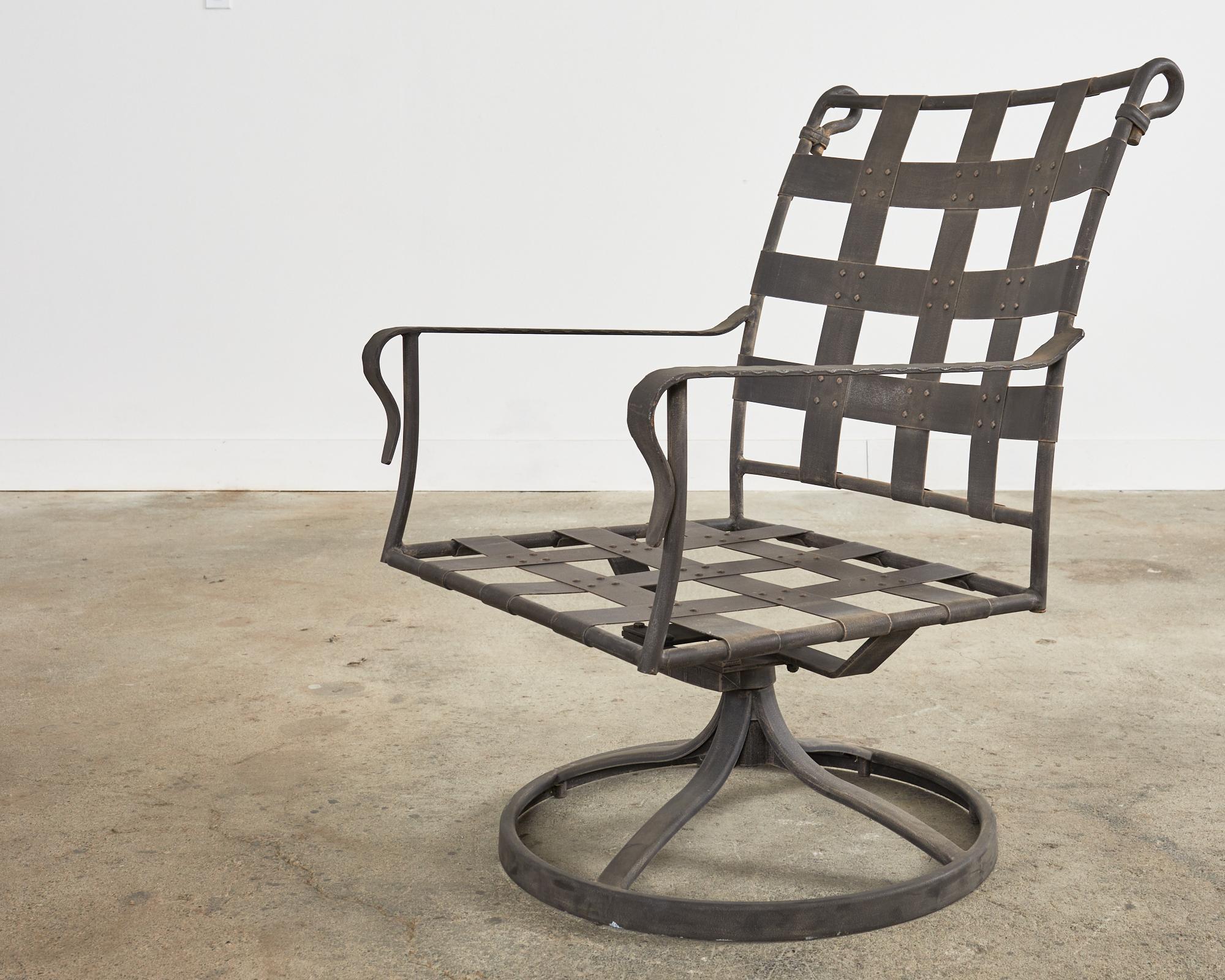 Set of Twelve Salterini Style Iron Strap Lattice Garden Chairs 1
