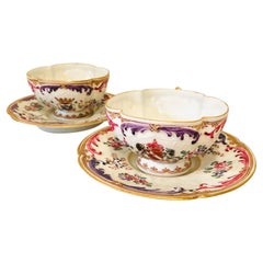 Set of Twelve Samson Quatrefoil Cups and Saucers with Different Coats of Arms