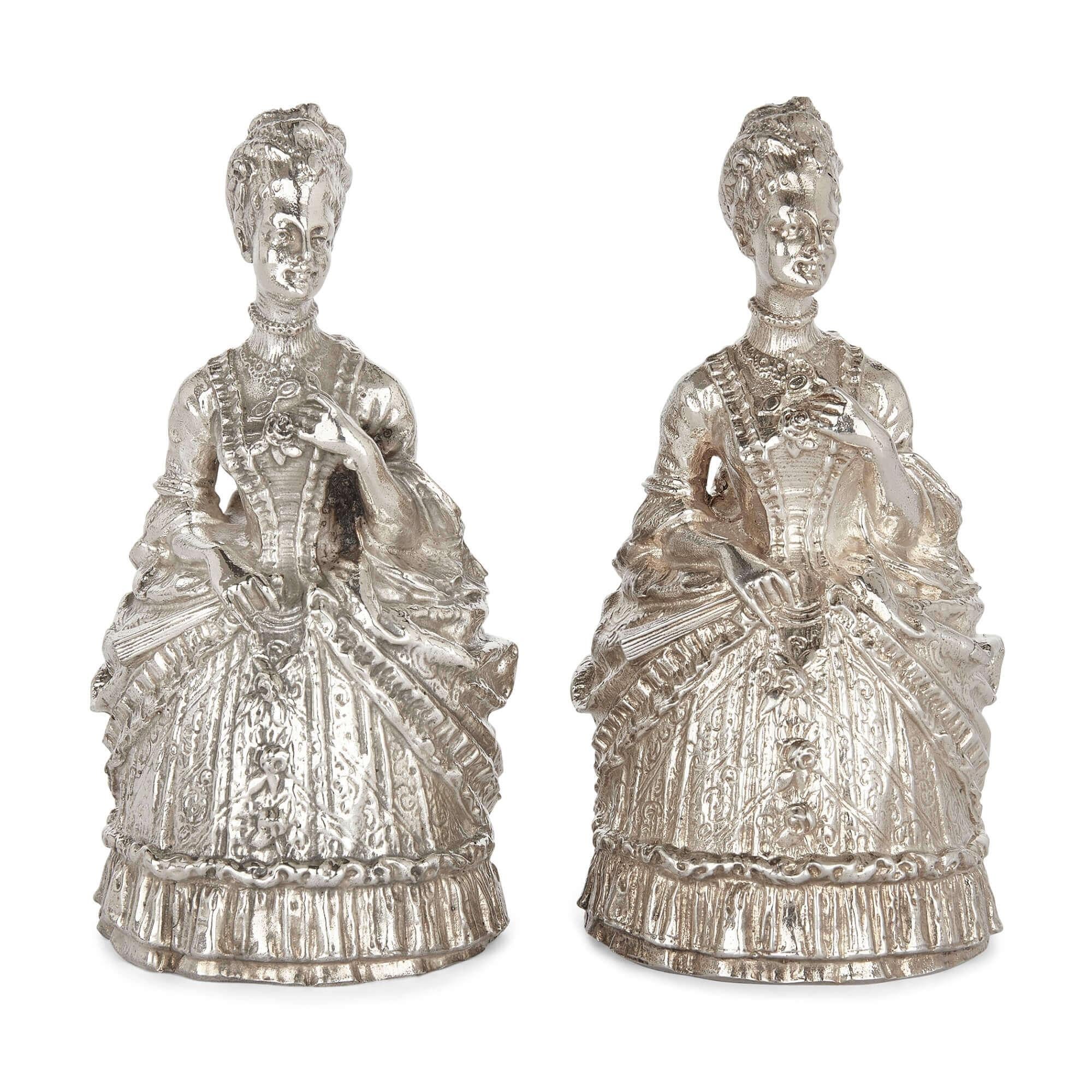 20th Century Set of twelve silver-plated bronze Queen hand bells by Gorham For Sale