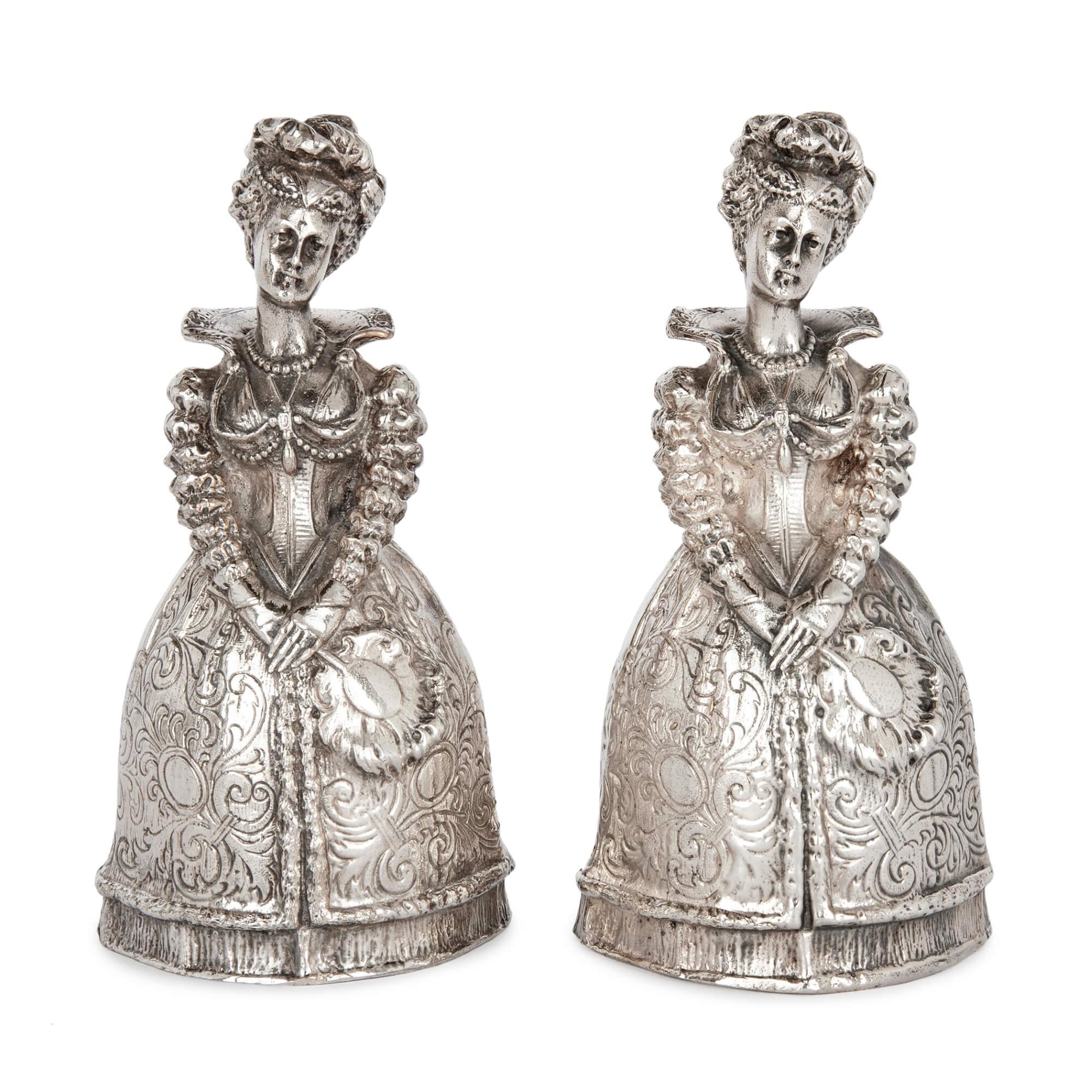 Set of twelve silver-plated bronze Queen hand bells by Gorham For Sale 1