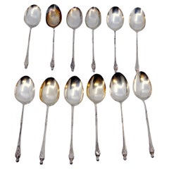 Set of twelve silver teaspoons with hexagonal gradient handles