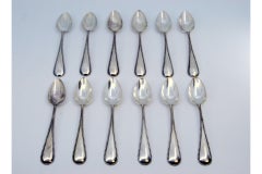 Set of twelve silver teaspoons with pearl handles