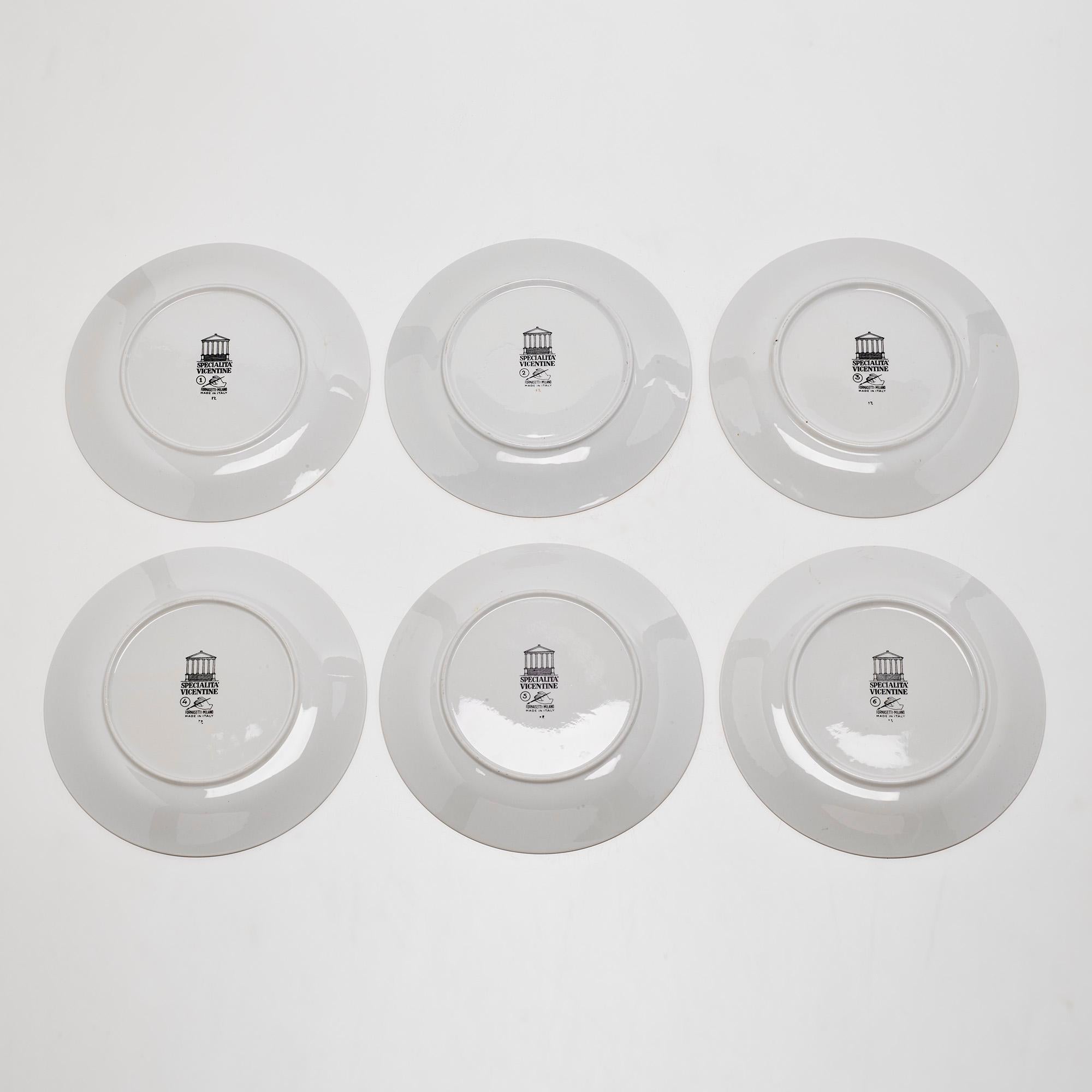 Late 20th Century Set of Twelve Specialità Vicente Plates by Piero Fornasetti