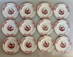 Set of Twelve Spode Red Bird Plates