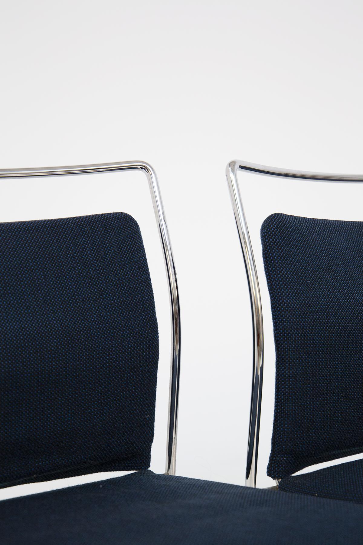 Set of Twelve Steel and Cotton Chairs by Kazuhide Takahama 5