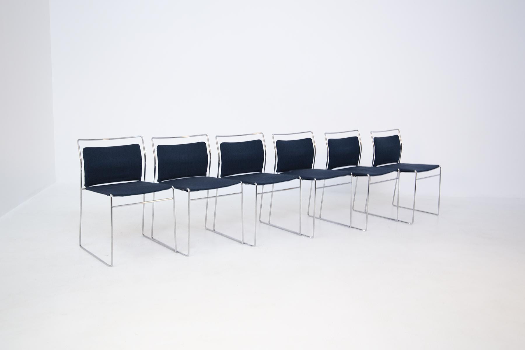 Modern Set of Twelve Steel and Cotton Chairs by Kazuhide Takahama