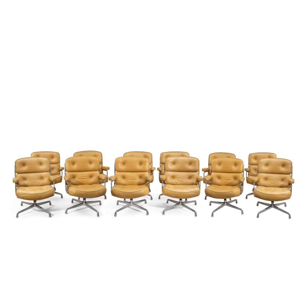 Aluminum Set of Twelve Swivel “Time Life Chairs” Designed by Charles & Ray Eames