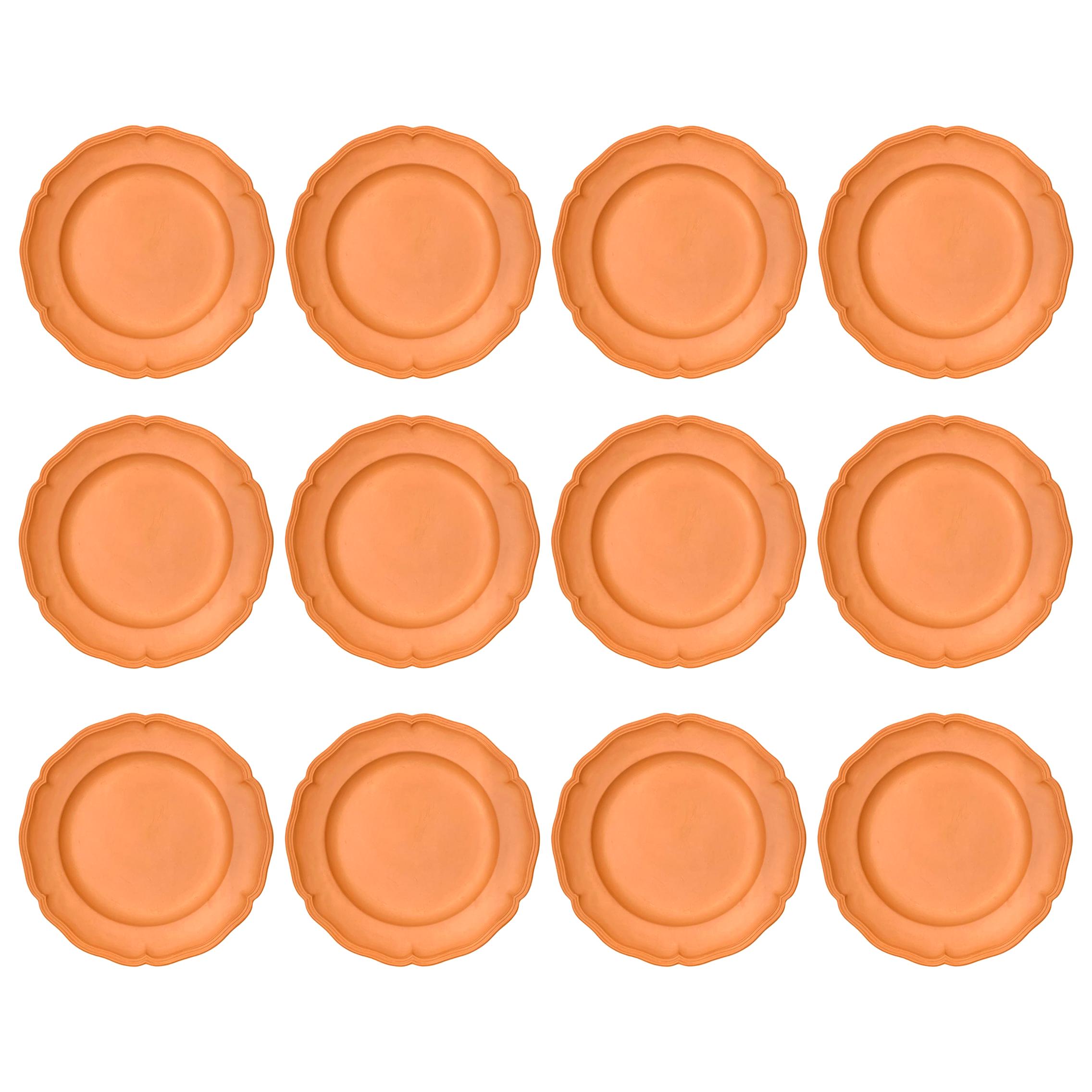 Set of Ten Terracotta Dinner Plates