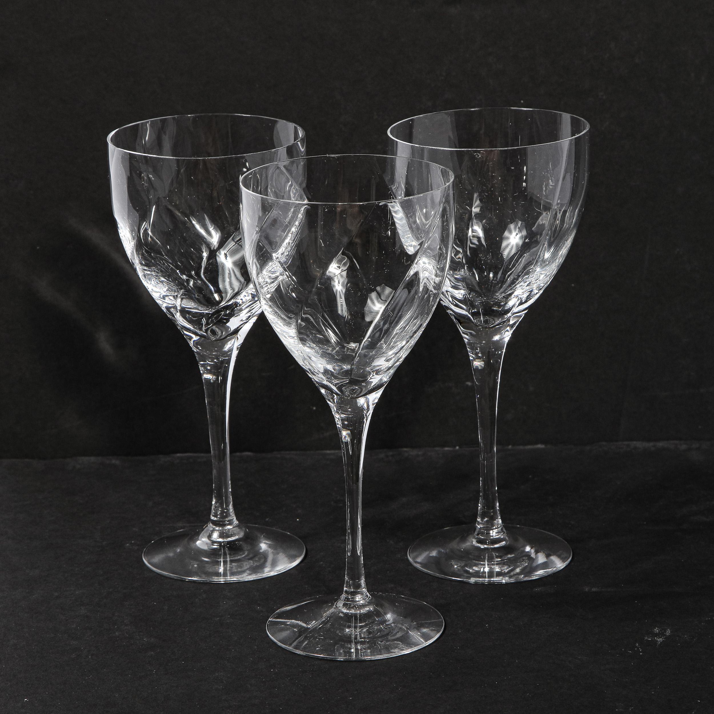 Set of Twelve Textured Translucent Crystal Wine Glasses by Tiffany & Co. 1