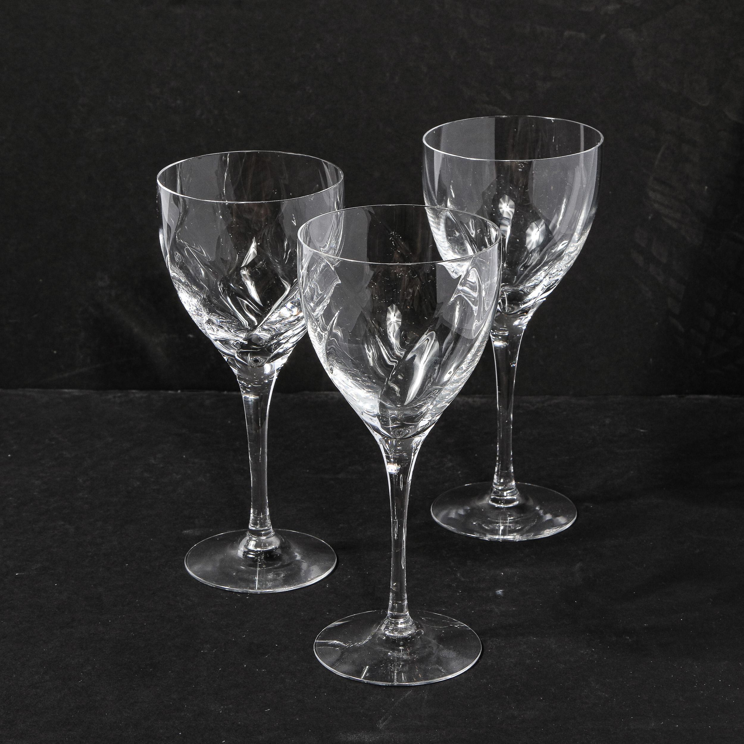 Set of Twelve Textured Translucent Crystal Wine Glasses by Tiffany & Co. 4