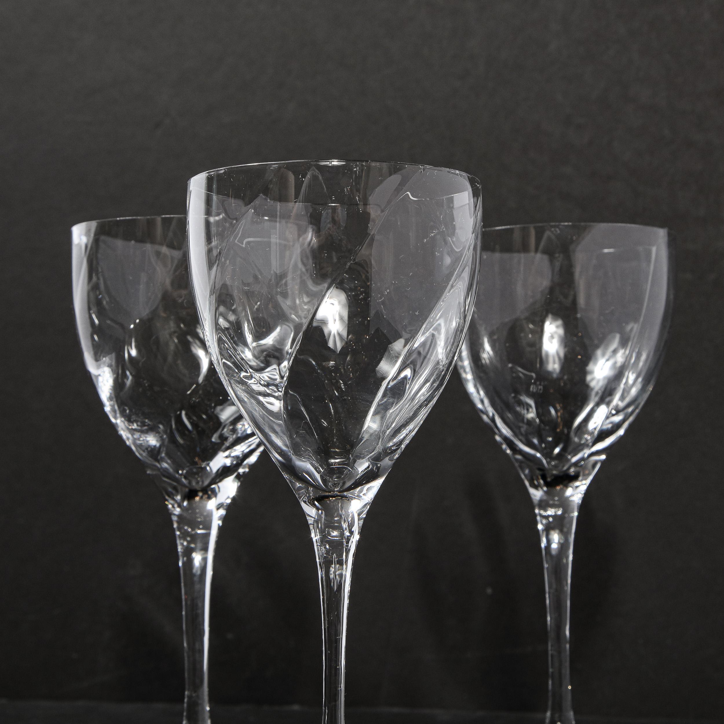 Set of Twelve Textured Translucent Crystal Wine Glasses by Tiffany & Co. 5
