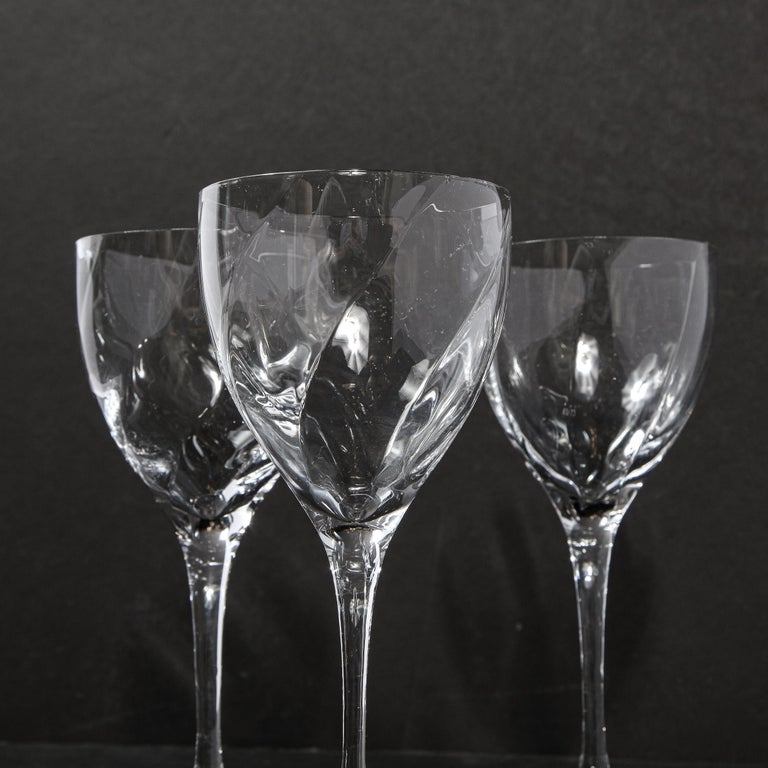Set of Twelve Textured Translucent Crystal Wine Glasses by Tiffany & Co. 8