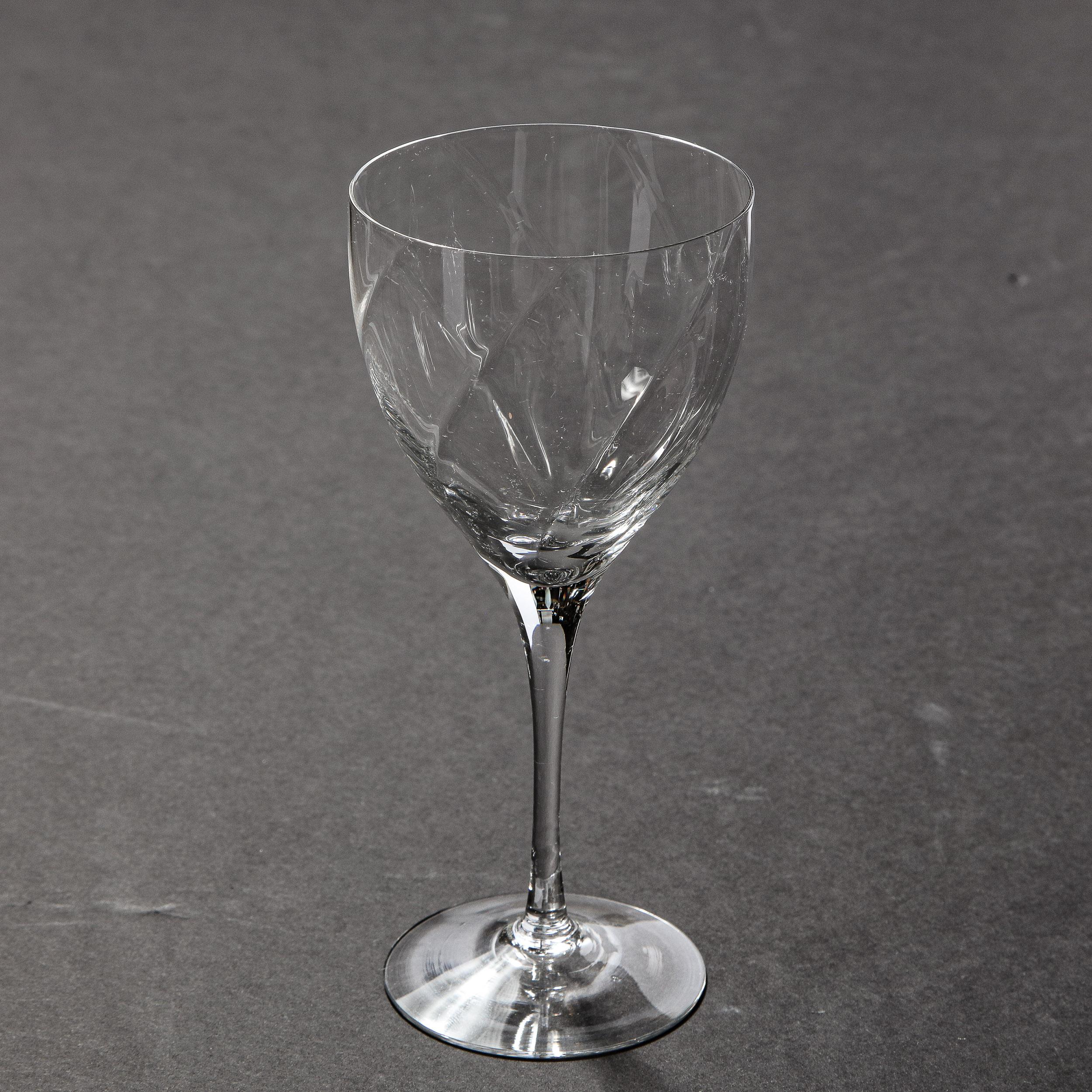 Set of Twelve Textured Translucent Crystal Wine Glasses by Tiffany & Co. 6