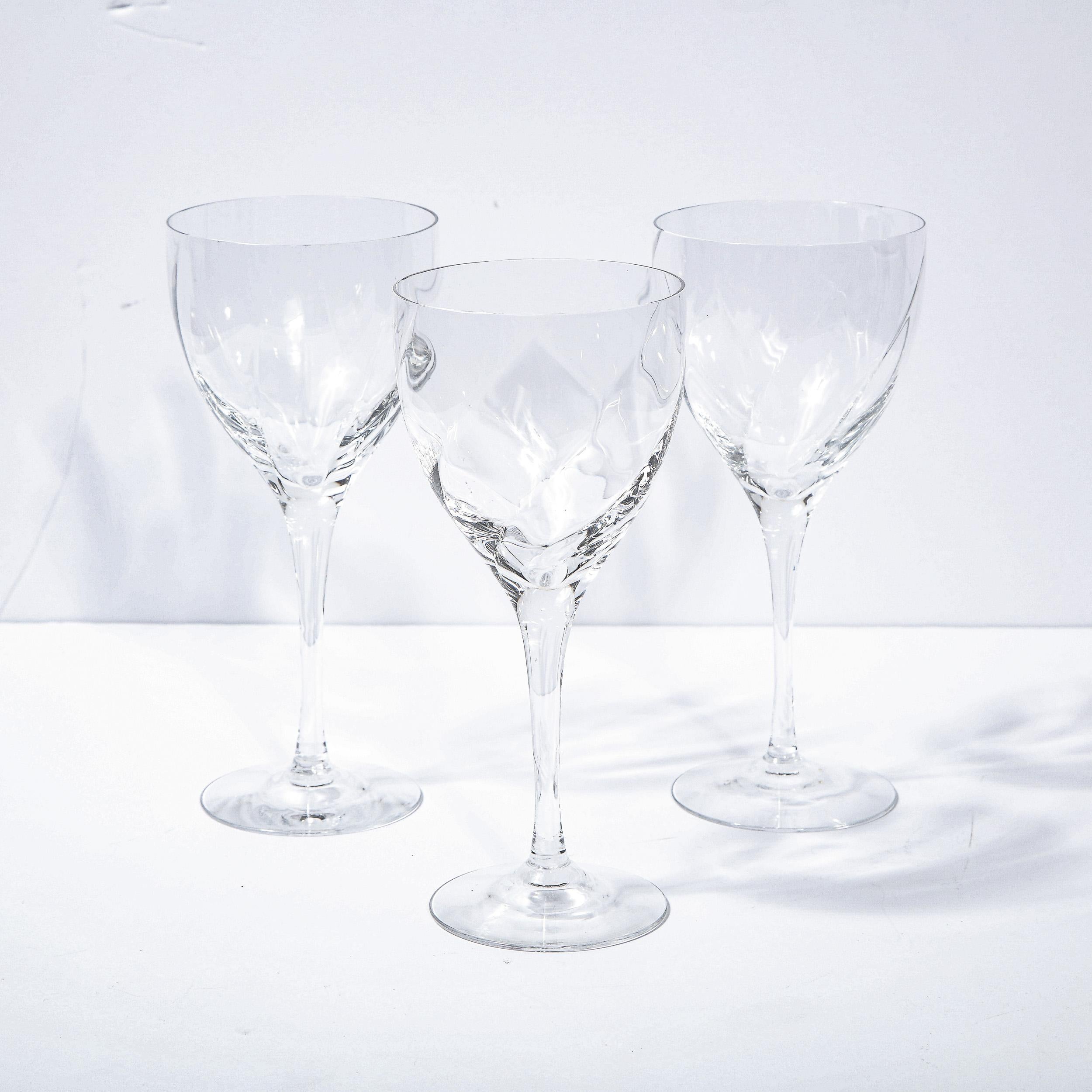 Set of Twelve Textured Translucent Crystal Wine Glasses by Tiffany & Co. 8