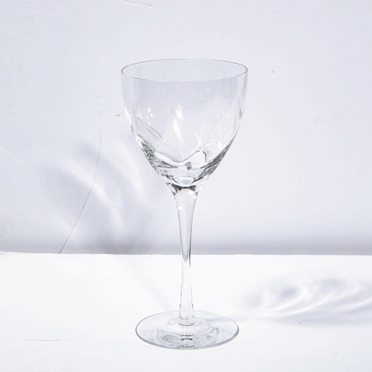 Modern Set of Twelve Textured Translucent Crystal Wine Glasses by Tiffany & Co.