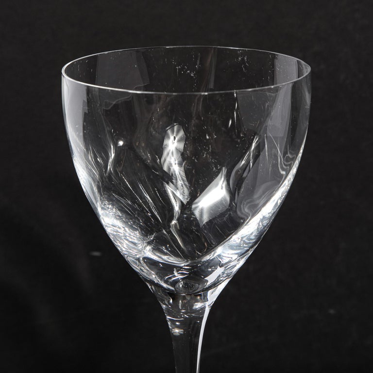 20th Century Set of Twelve Textured Translucent Crystal Wine Glasses by Tiffany & Co.