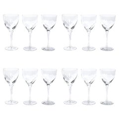 Set of Twelve Textured Translucent Crystal Wine Glasses by Tiffany & Co.