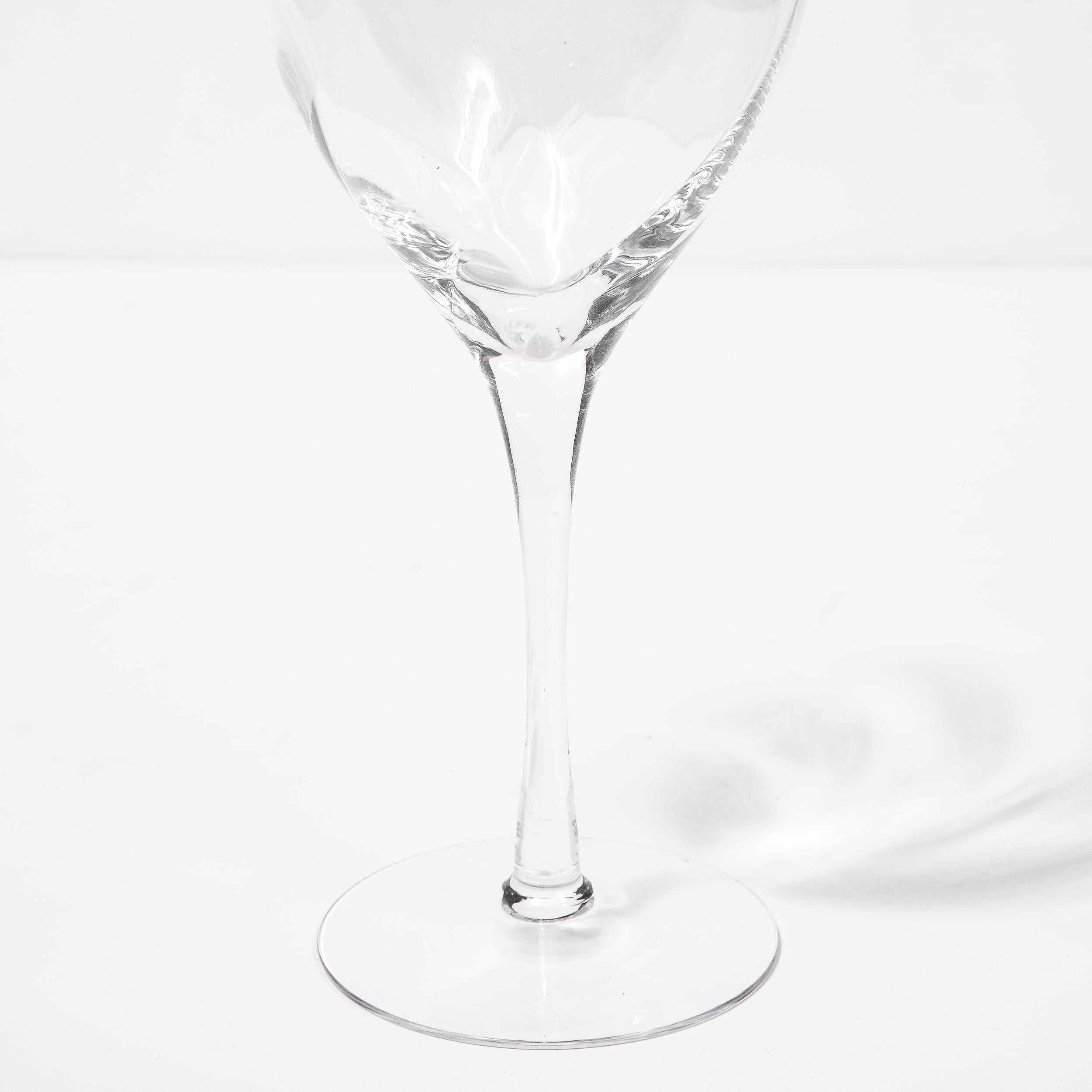 Modern Set of Twelve Textured Translucent Crystal Wine/ Water Glasses by Tiffany & Co. For Sale