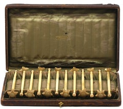 Set of Twelve Tiffany & Co., 14kt. Gold and Bone Swizzle Sticks