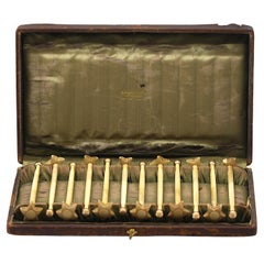 Set of Twelve Tiffany 
Co., 14kt. Gold and Bone Swizzle Sticks