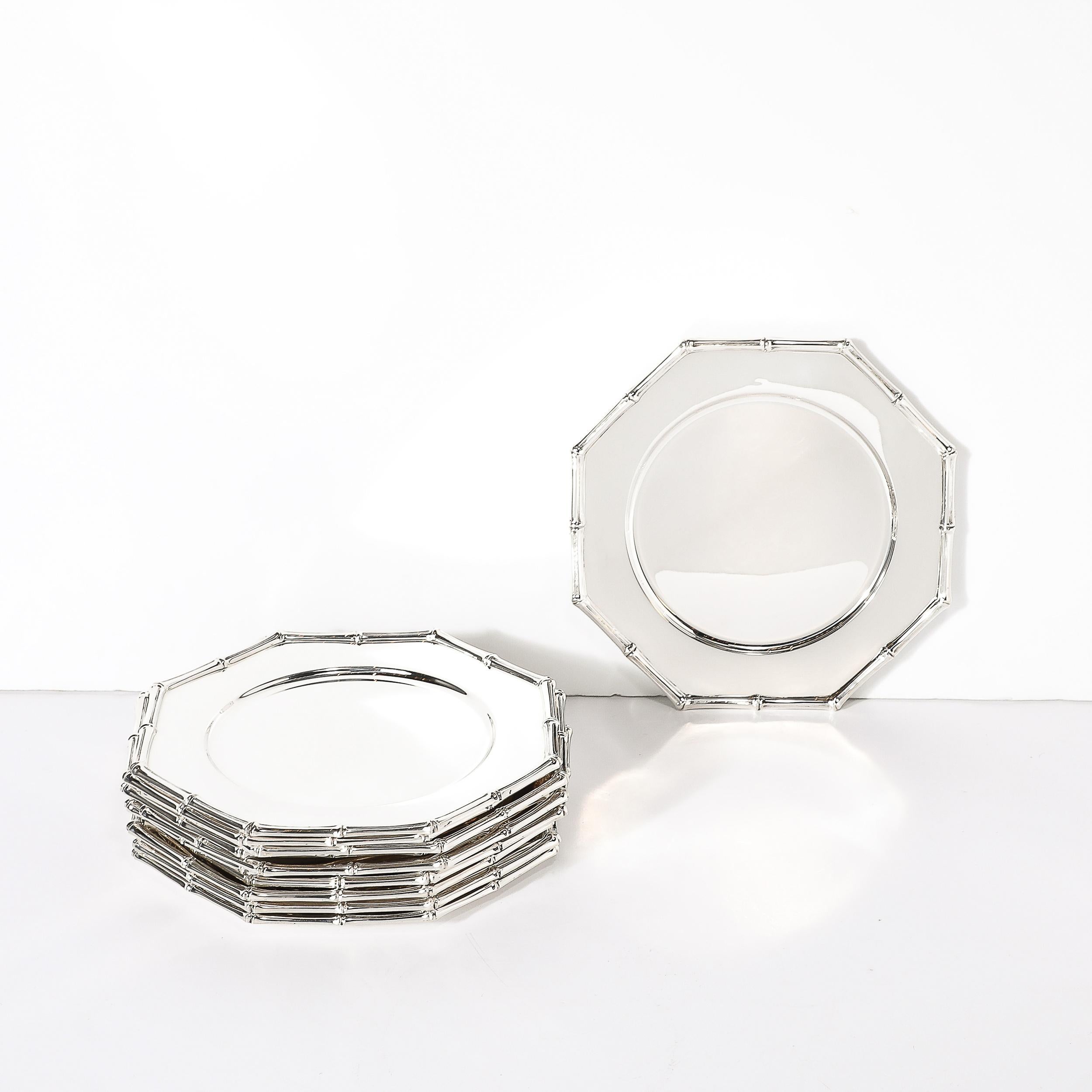 Juego de doce Tiffany & Co. Platos de plata de ley con motivo de bambú en venta 5