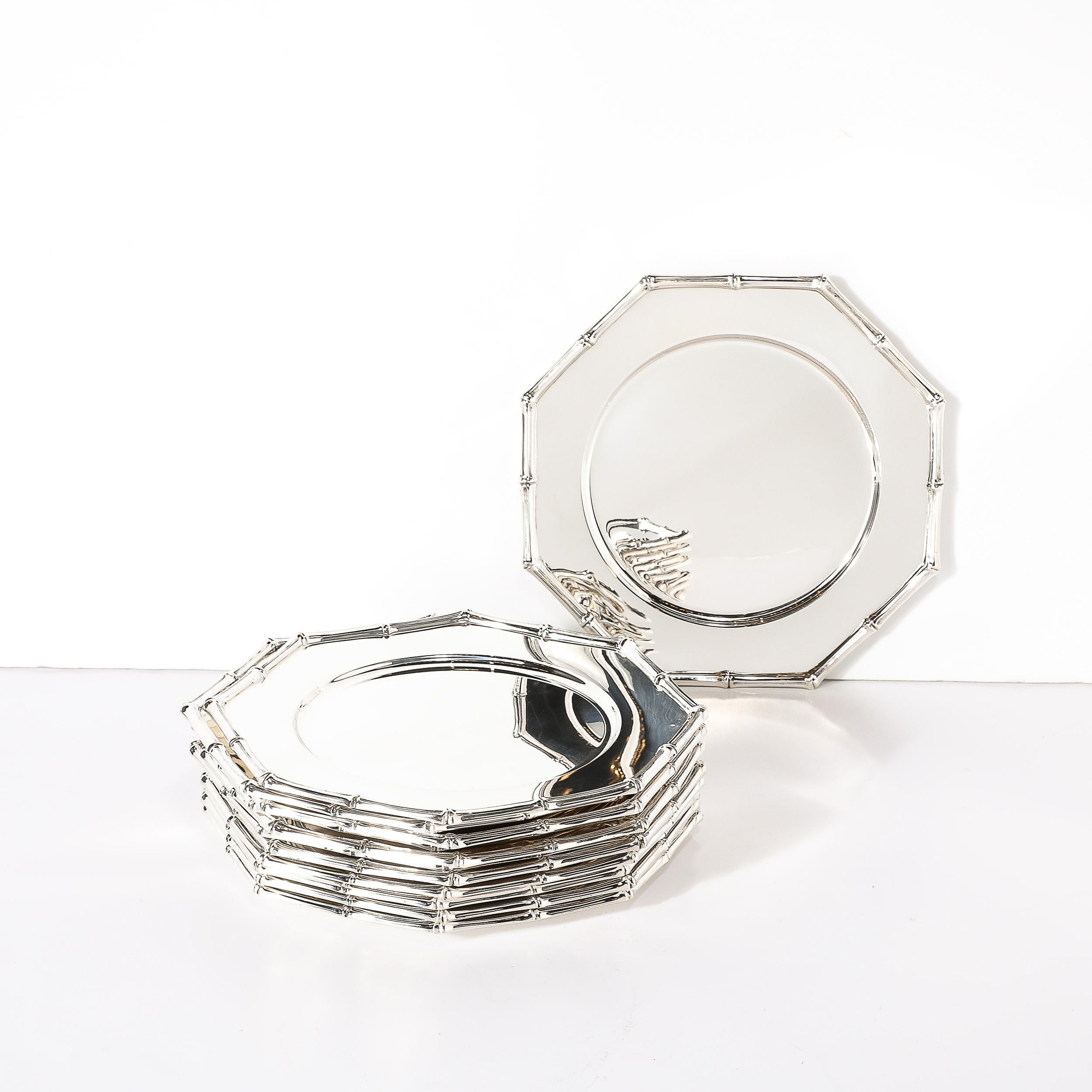 Juego de doce Tiffany & Co. Platos de plata de ley con motivo de bambú en venta 8