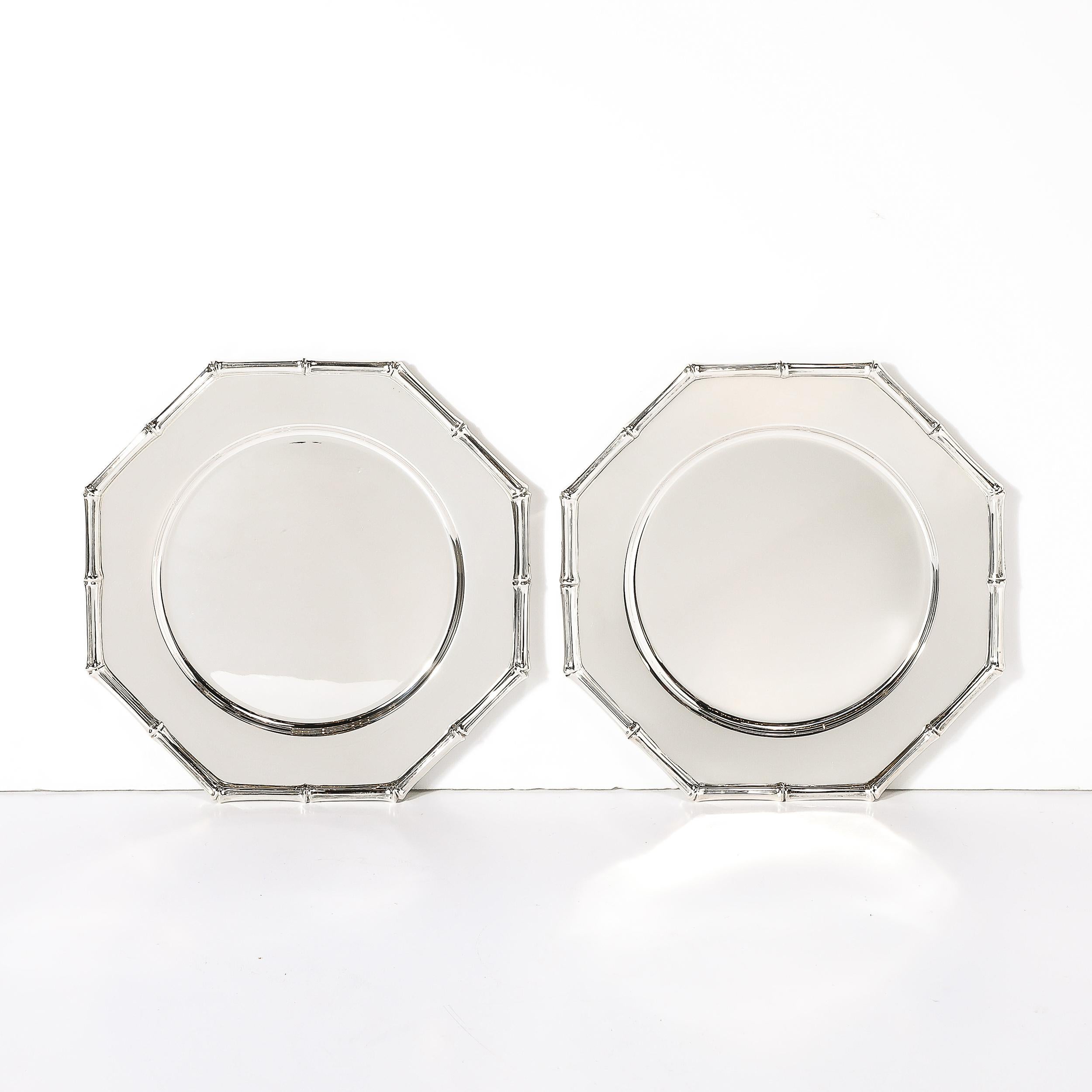 Juego de doce Tiffany & Co. Platos de plata de ley con motivo de bambú en venta 9