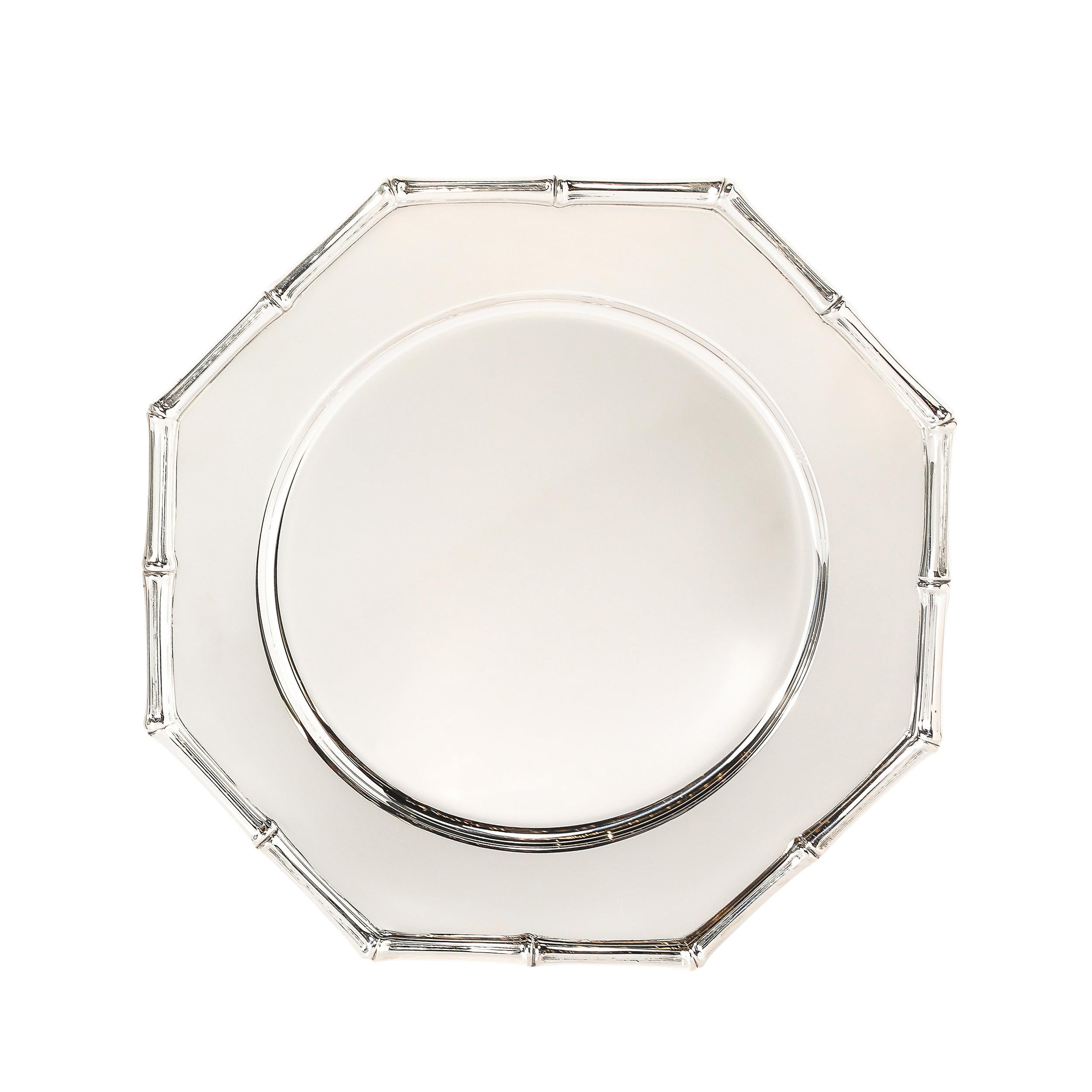 Juego de doce Tiffany & Co. Platos de plata de ley con motivo de bambú Moderno en venta