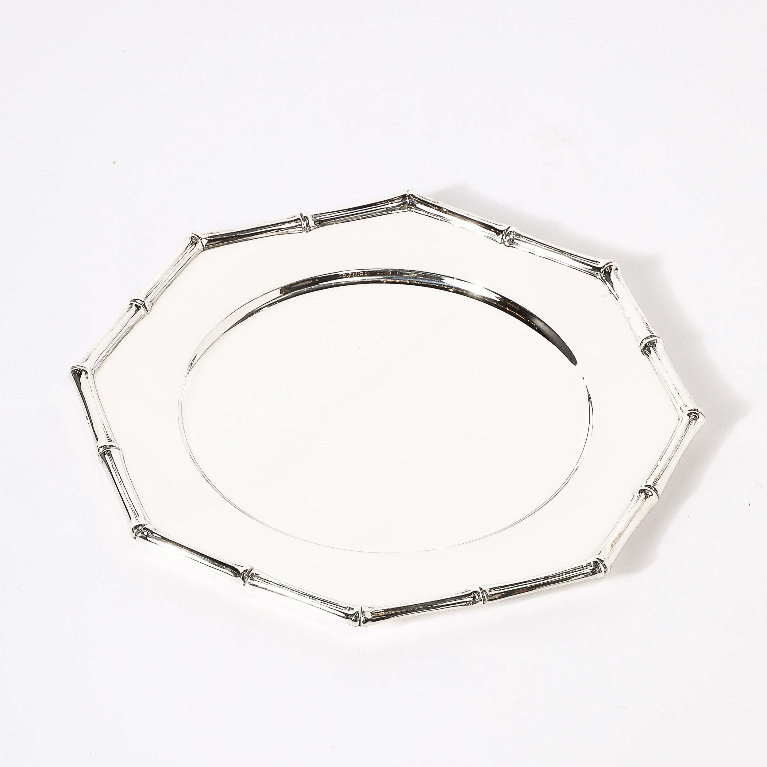 Juego de doce Tiffany & Co. Platos de plata de ley con motivo de bambú finales del siglo XX en venta