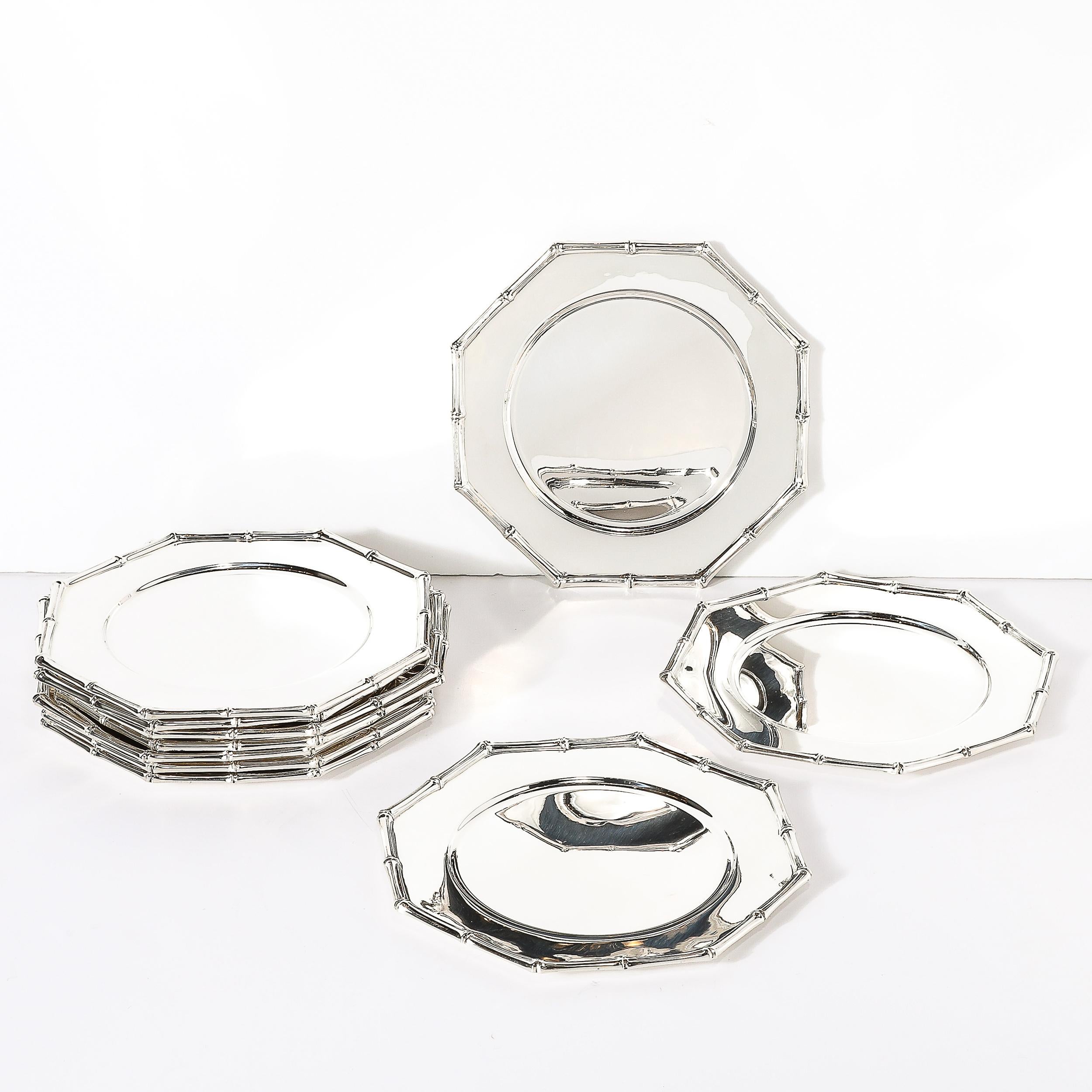 Juego de doce Tiffany & Co. Platos de plata de ley con motivo de bambú en venta 1