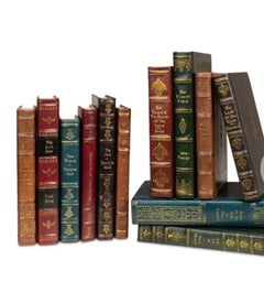 Set Of Twelve Tooled Leather Bound Books Various Titles