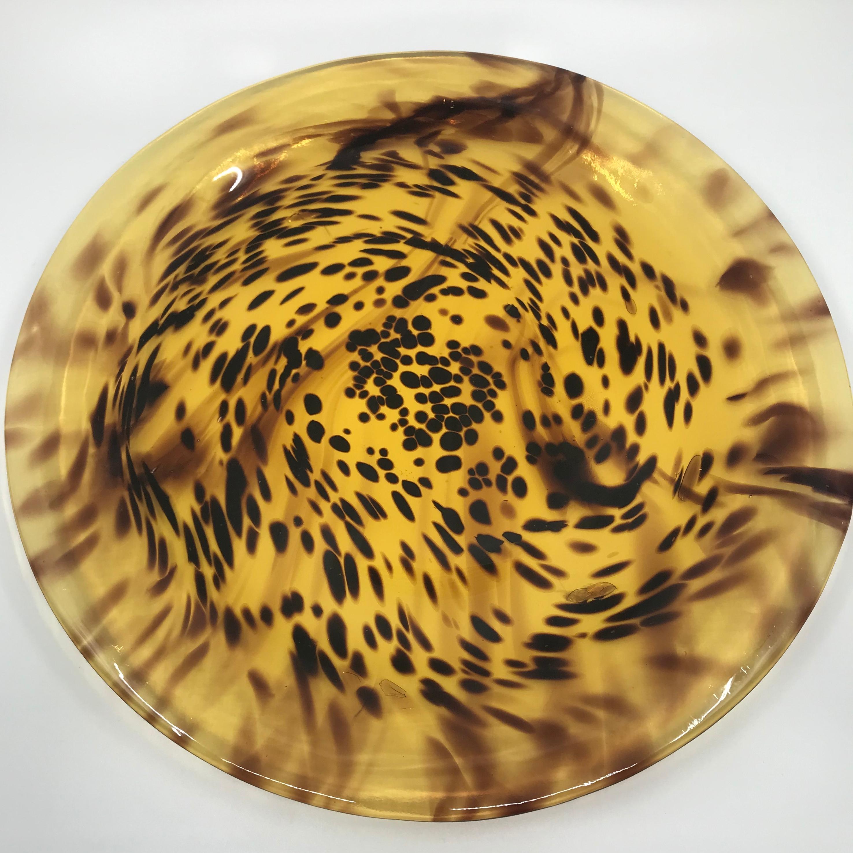 Set of Twelve Faux Tortoise Murano Glass Plates 5