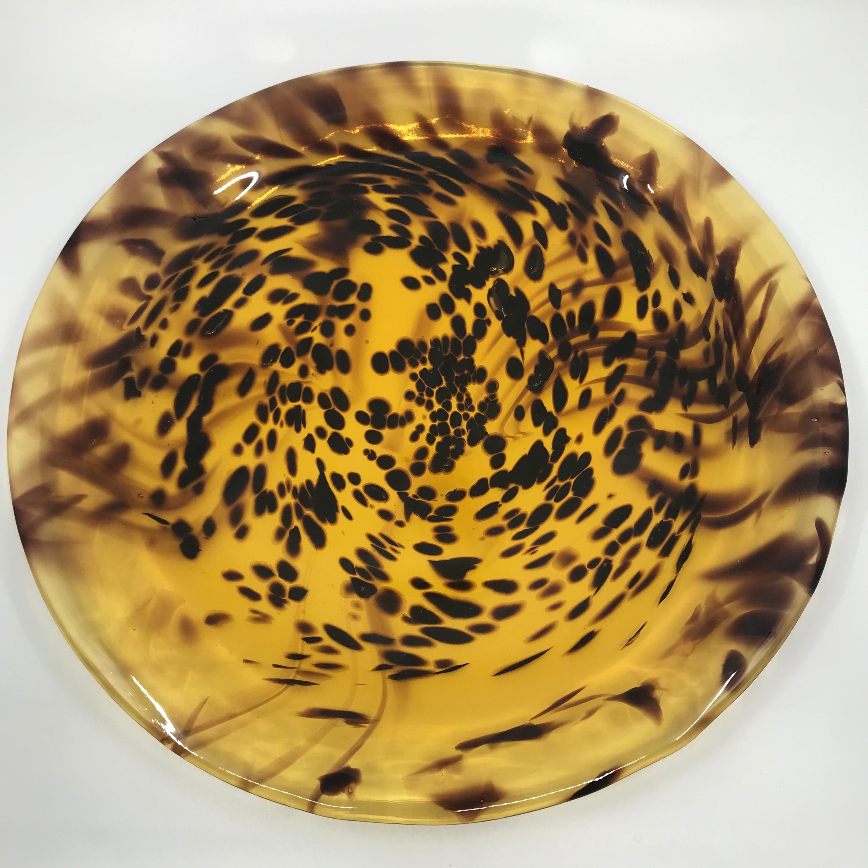 Set of Twelve Faux Tortoise Murano Glass Plates 6