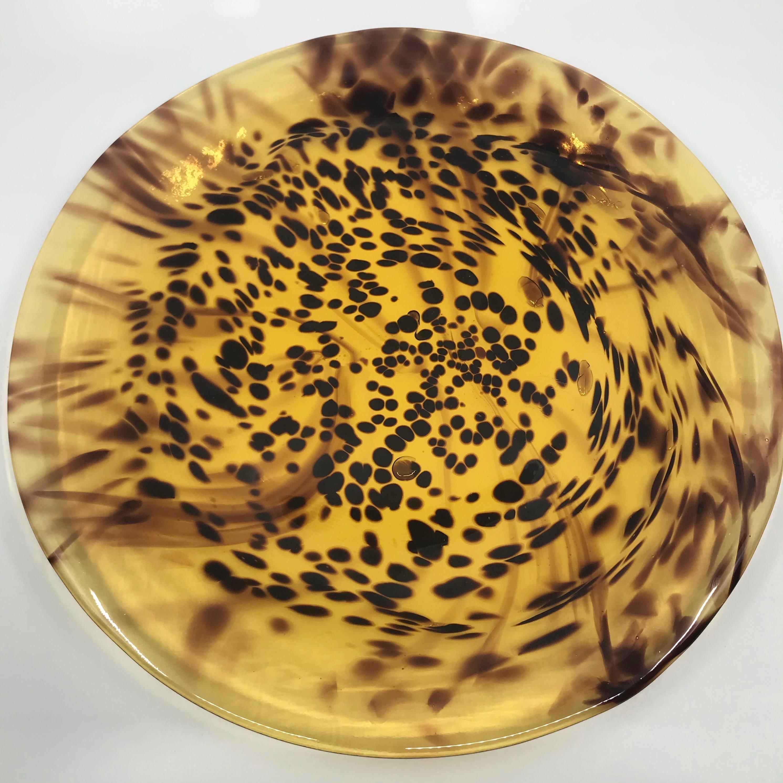 Italian Set of Twelve Faux Tortoise Murano Glass Plates