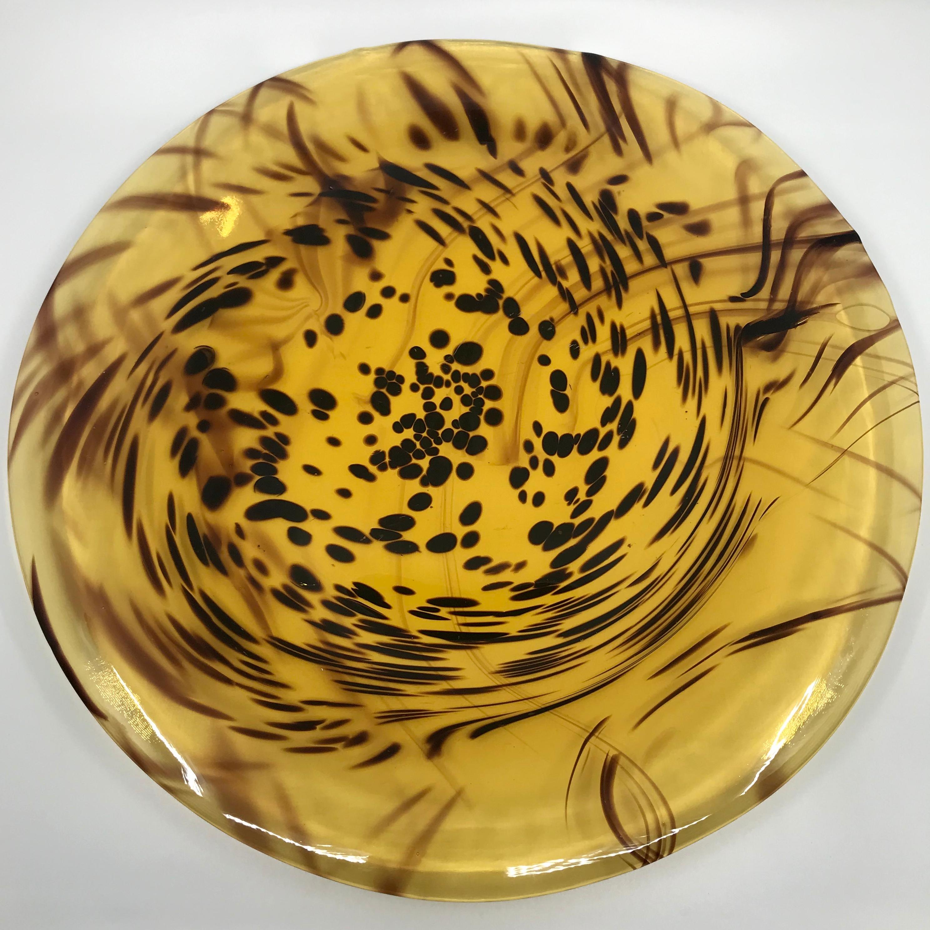 Set of Twelve Faux Tortoise Murano Glass Plates In Good Condition In New York, NY