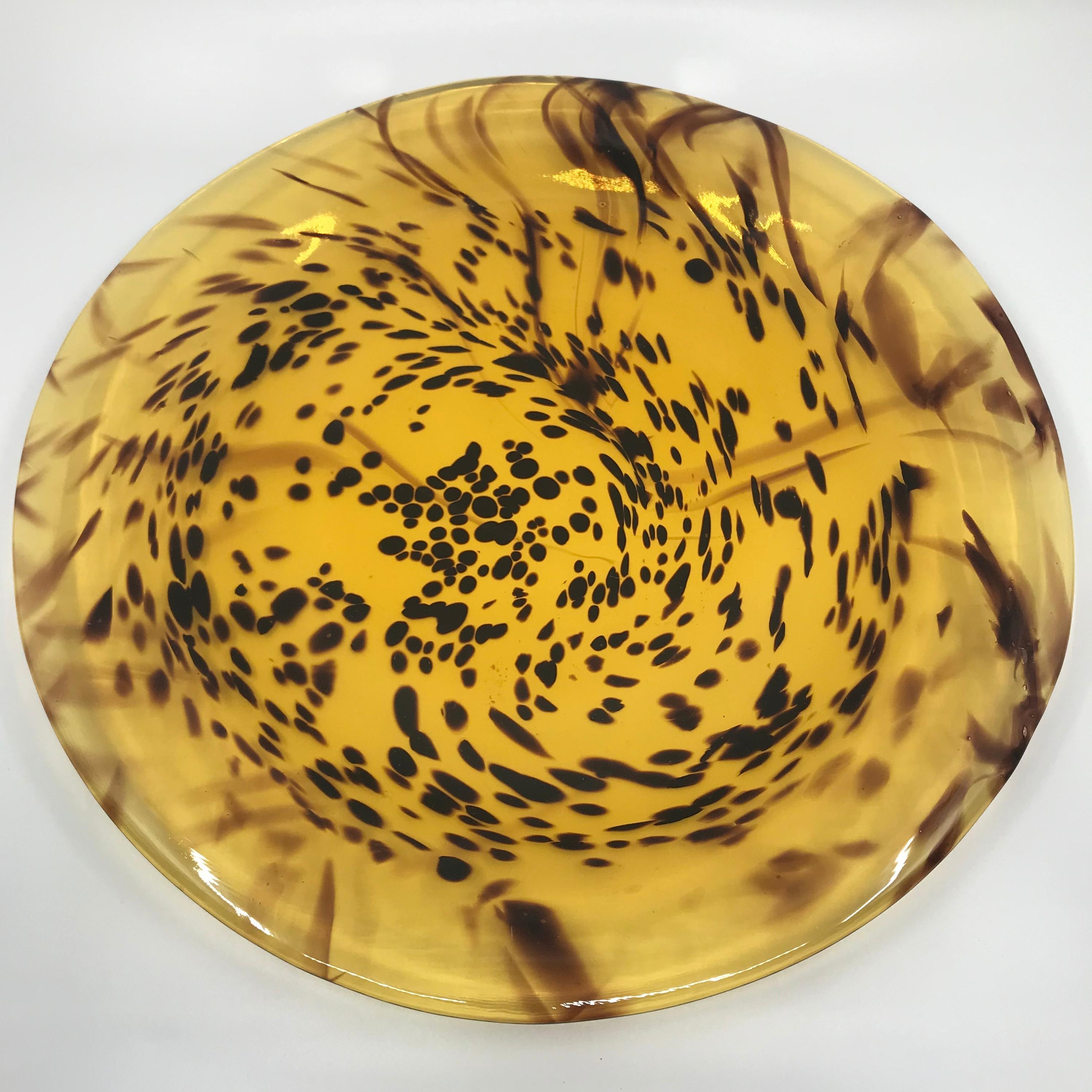 Contemporary Set of Twelve Faux Tortoise Murano Glass Plates