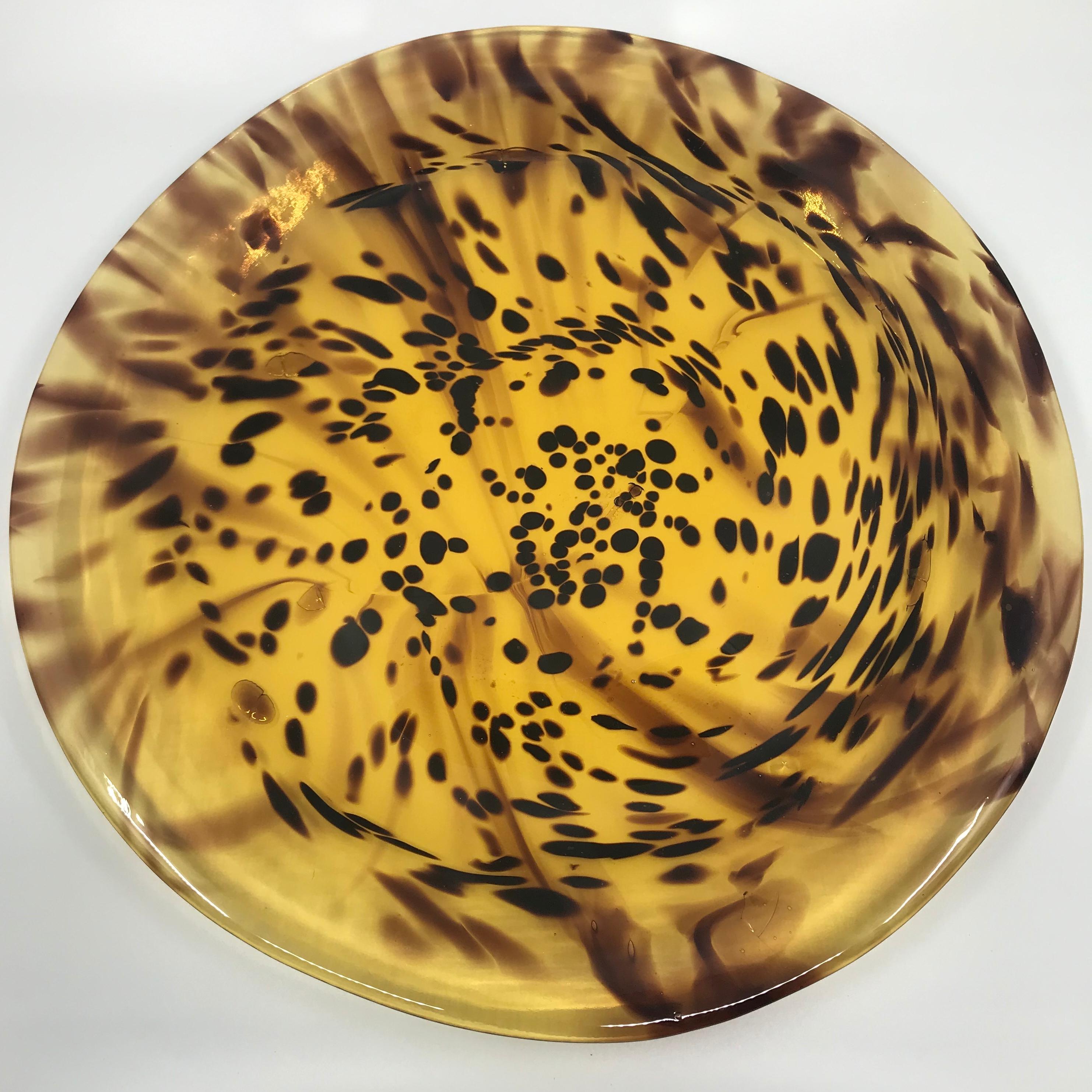 Set of Twelve Faux Tortoise Murano Glass Plates 2