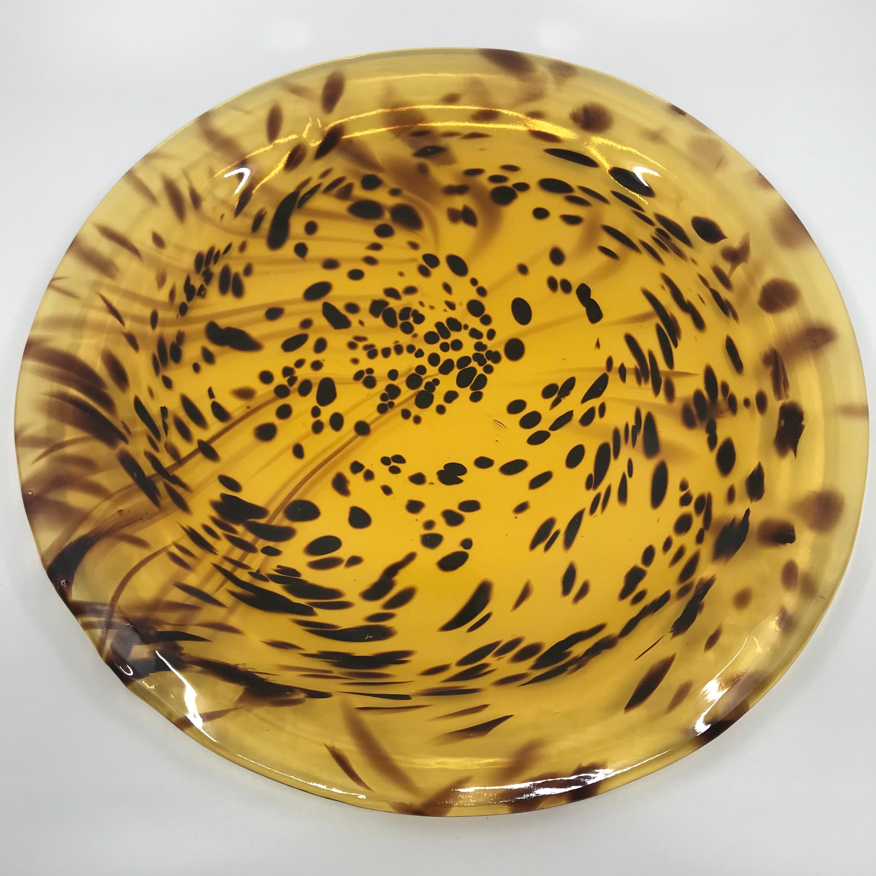 Set of Twelve Faux Tortoise Murano Glass Plates 3