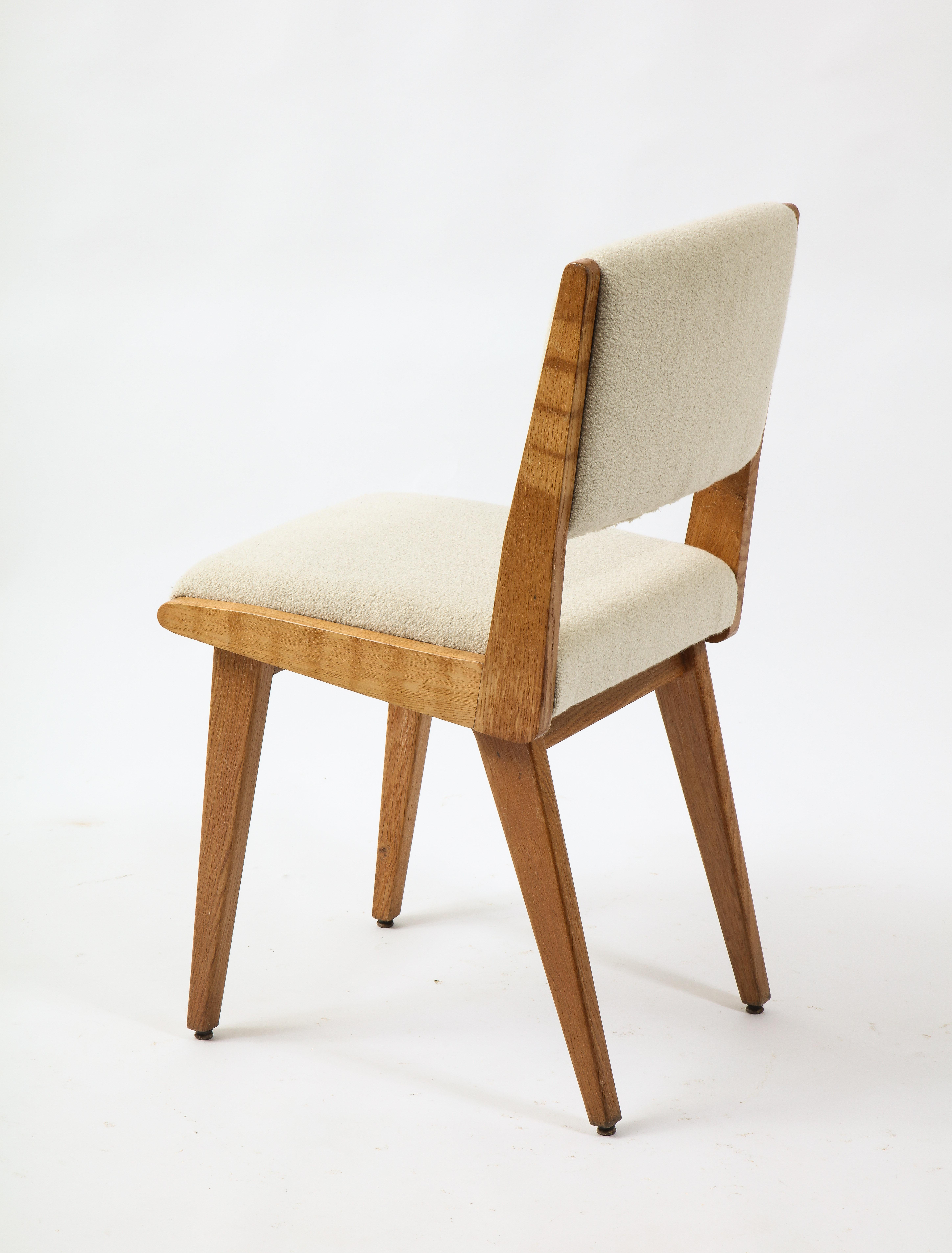 Upholstery Jens Risom Set of 12 Upholstered Oak Dining Side Chairs, USA 1960's For Sale