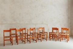 Set of Twelve Valsain Pine and Rush Dining Chairs by Joaquim Belsa Aldea