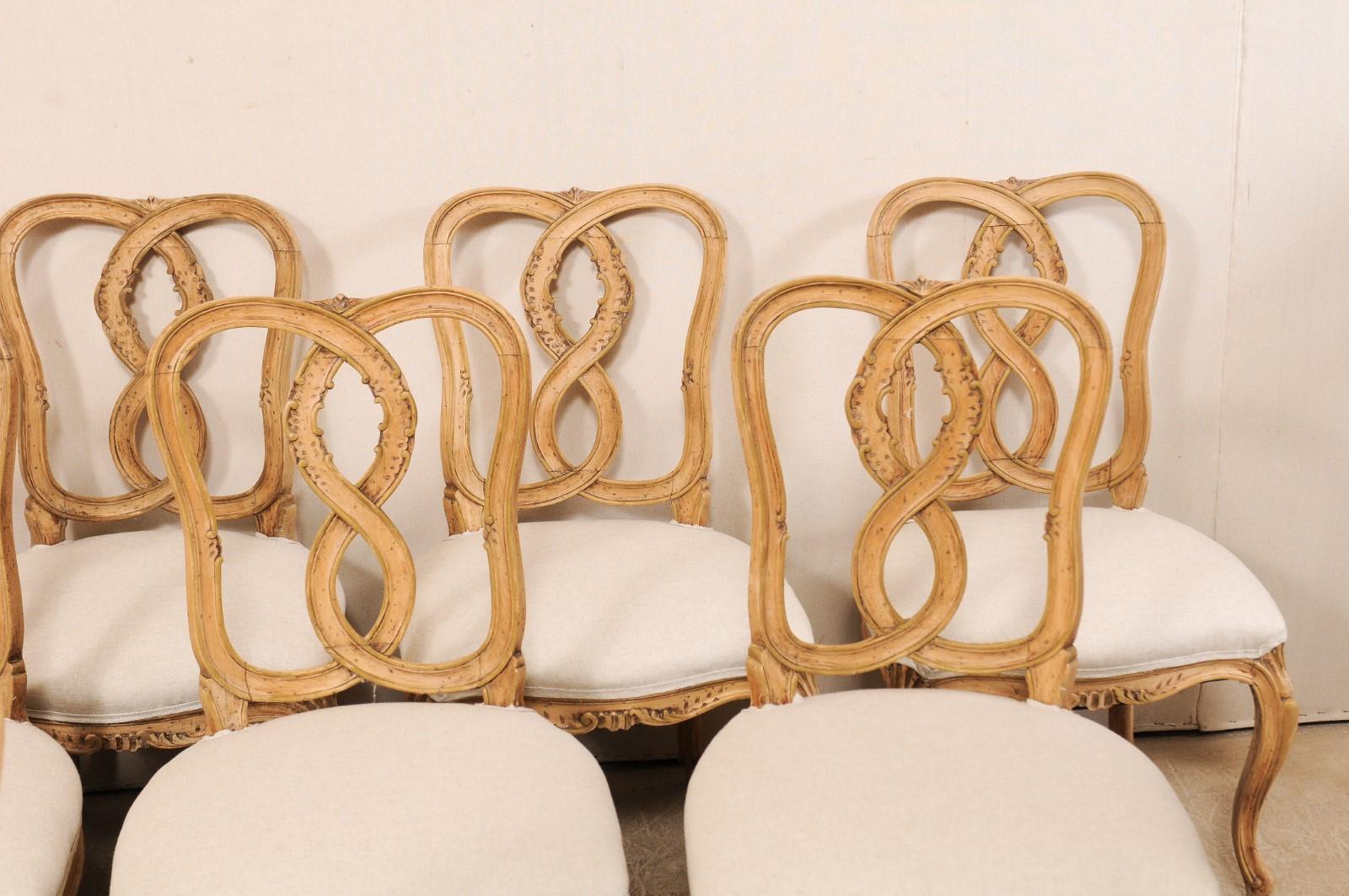 Set of Twelve Venetian Style Carved Wood Ribbon Back-Splat Dining Room Chairs 5
