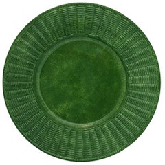 Set of Twelve Verde Wicker Ceramic Plates