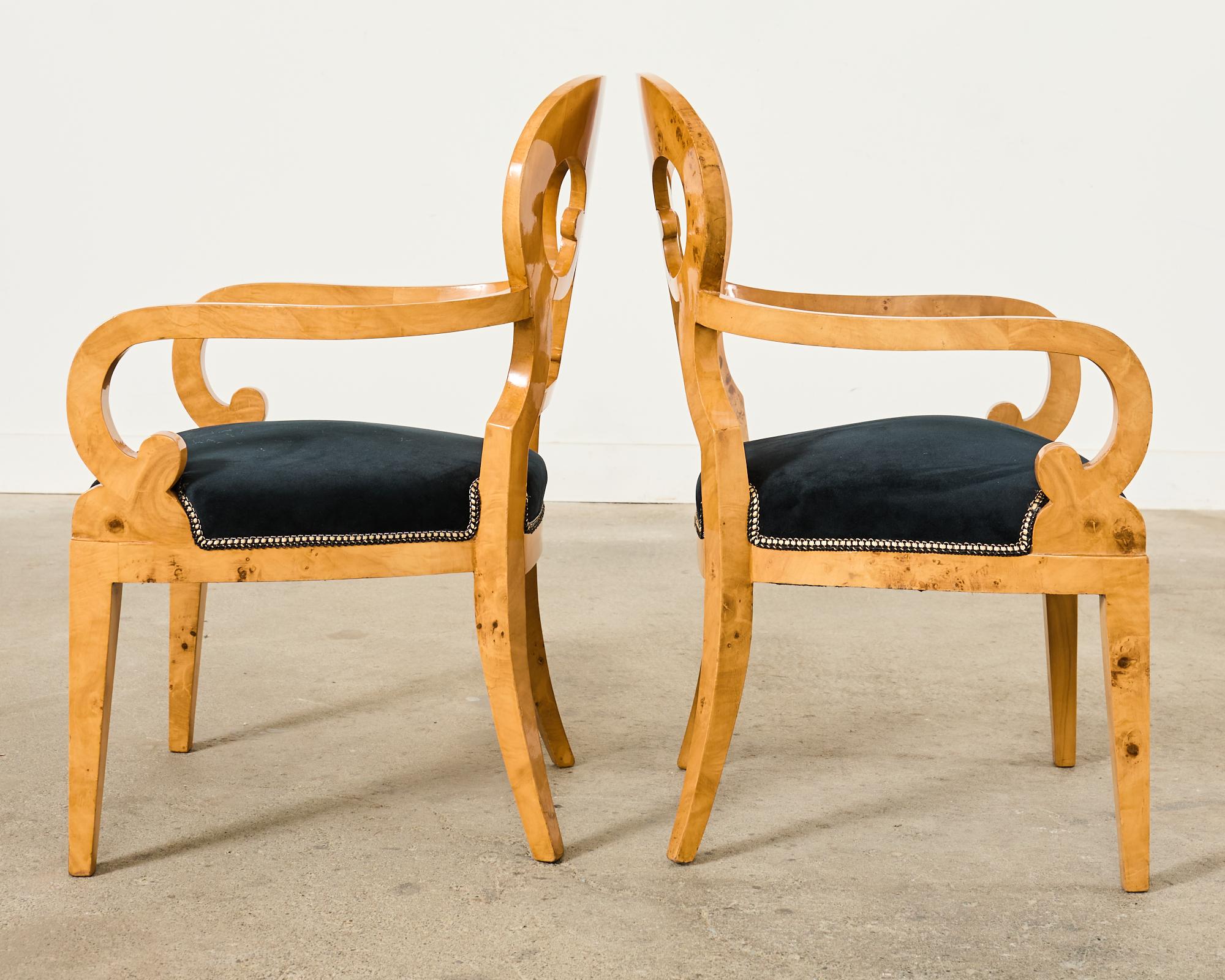 Set of Twelve Viennese Biedermeier Style Burl Maple Dining Chairs  For Sale 4