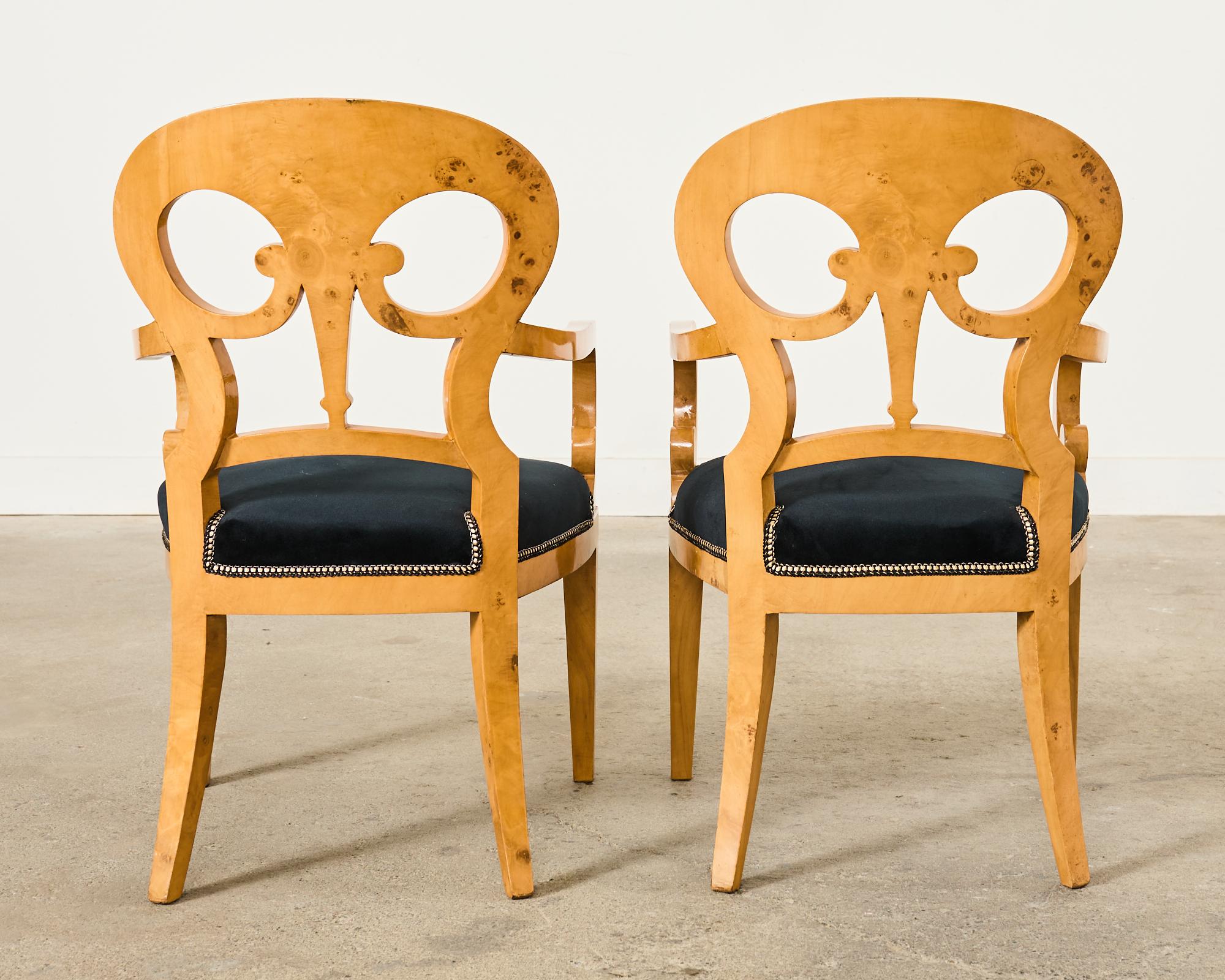 Set of Twelve Viennese Biedermeier Style Burl Maple Dining Chairs  For Sale 5