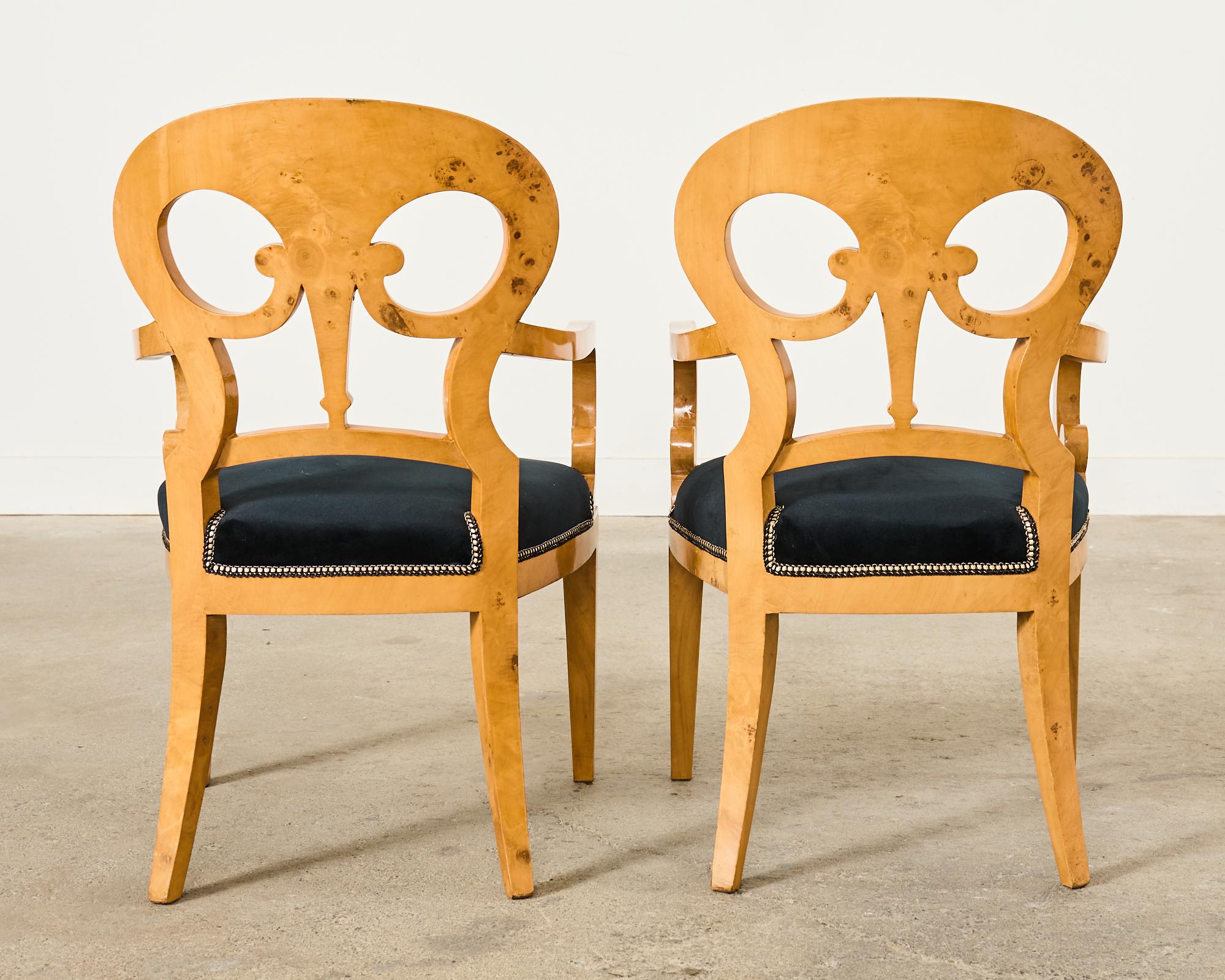 Set of Twelve Viennese Biedermeier Style Burl Maple Dining Chairs For Sale 5